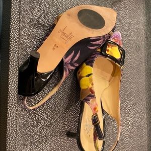 Sling back floral shoes